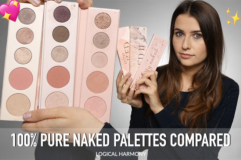Comparing the 100% Pure Naked Palettes - Swatches of Pretty Naked, Pretty Naked 2 & Better Naked