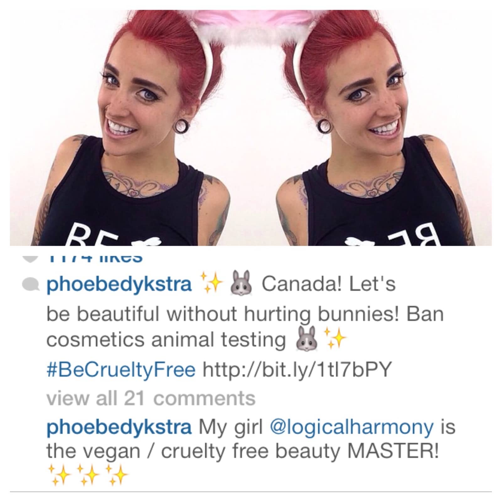 Phoebe Dykstra supports the #BeCrueltyFree Campaign!