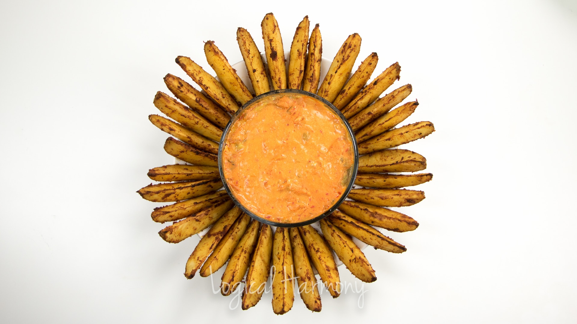 Layered Nacheez Vegan Nacho Dip with Seasoned Potato Wedges