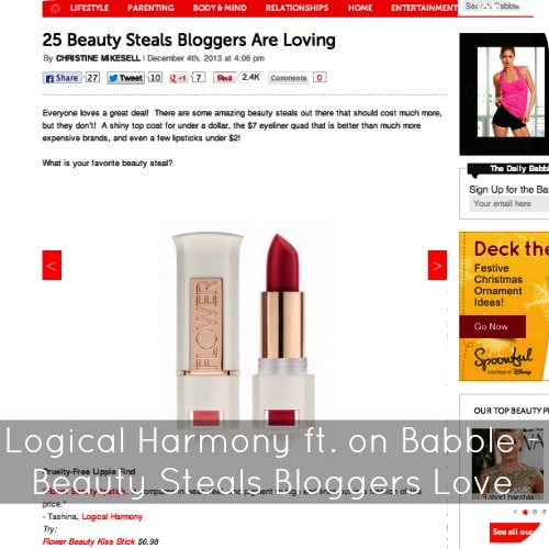 Logical Harmony featured on Babble - 25 Beauty Steals Bloggers Are Loving