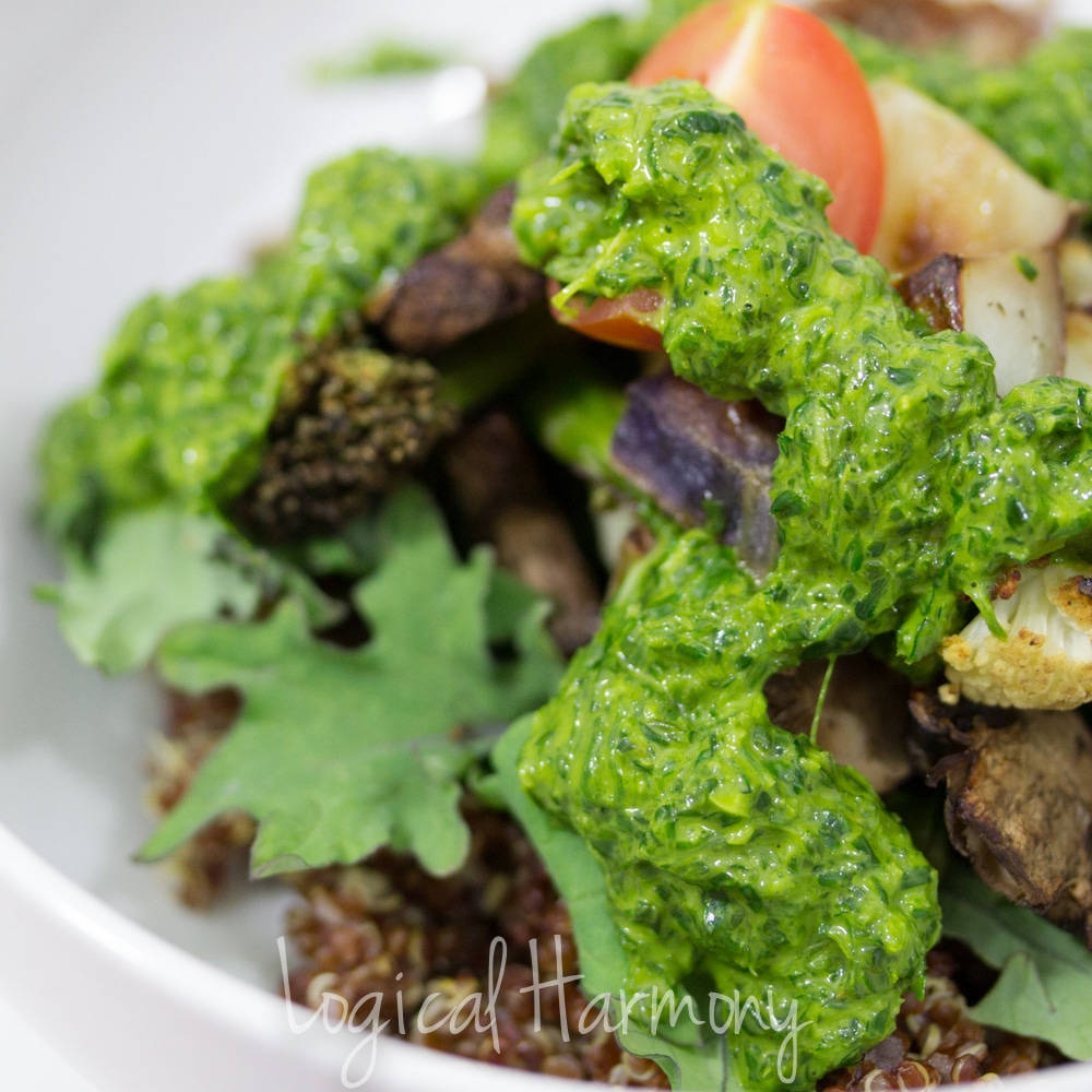 Quinoa with Roasted Vegetables and Chimichurri SauceQuinoa with Roasted Vegetables and Chimichurri Sauce
